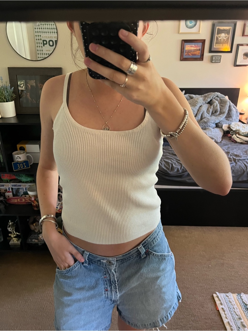 White ribbed tank top